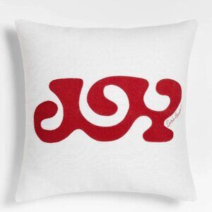 NIP! Crate & Barrel 23"x23" Embroidered Linen Pillow Cover by Lucia Eames™